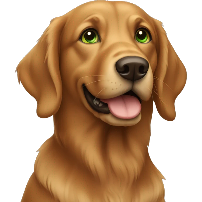 Brown retriever with green eyes emoji