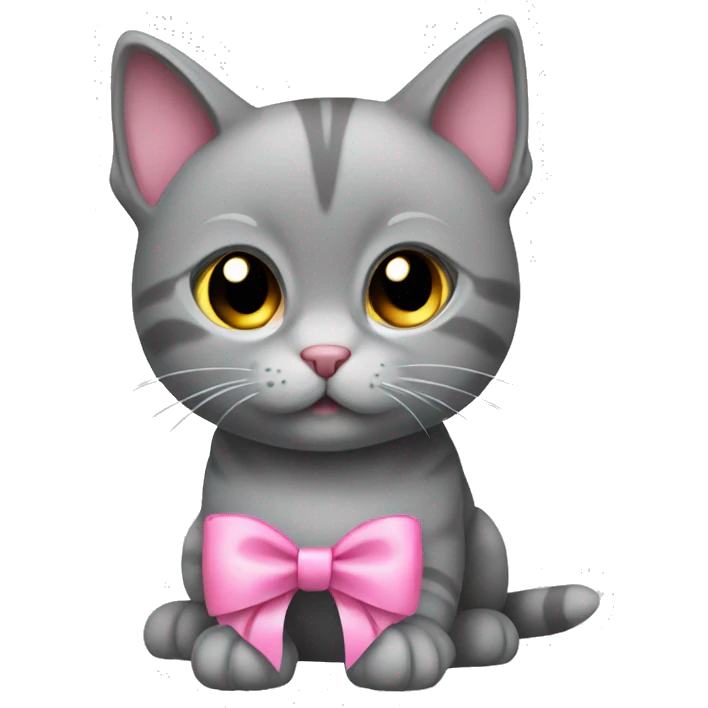 Small grey cat with pink bows emoji