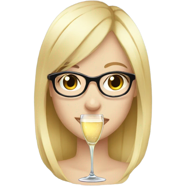 Anime Blonde girl wearing glasses drinking champagne  emoji