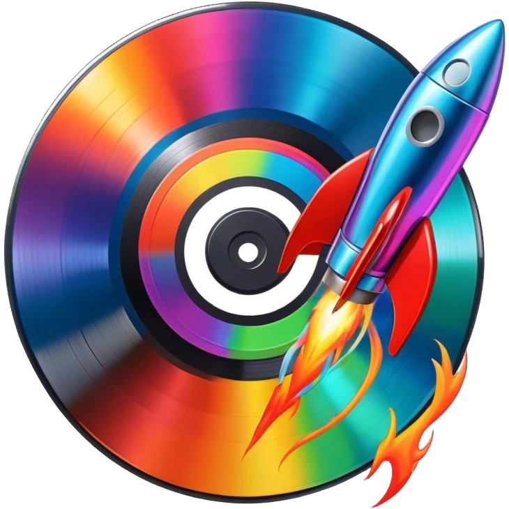 Rocket with a vinyl record  emoji