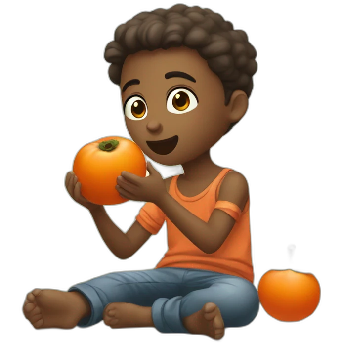 tbilissi boy eating a persimmon emoji