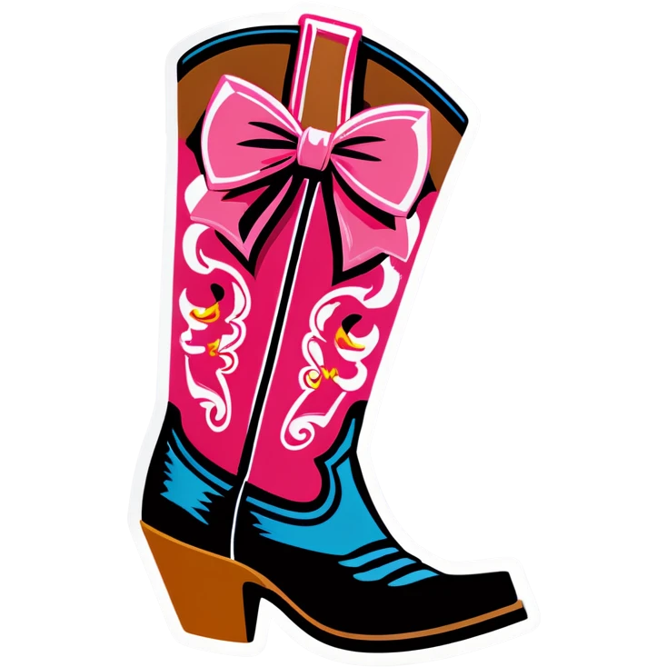 Glamorous Western boots with pink bow emoji
