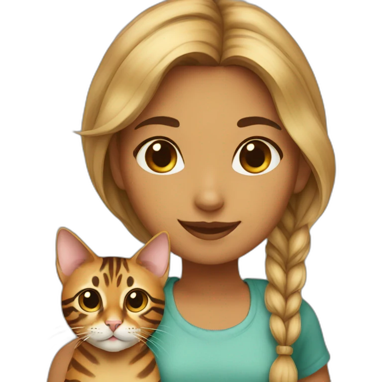 Girl with bengal cat emoji