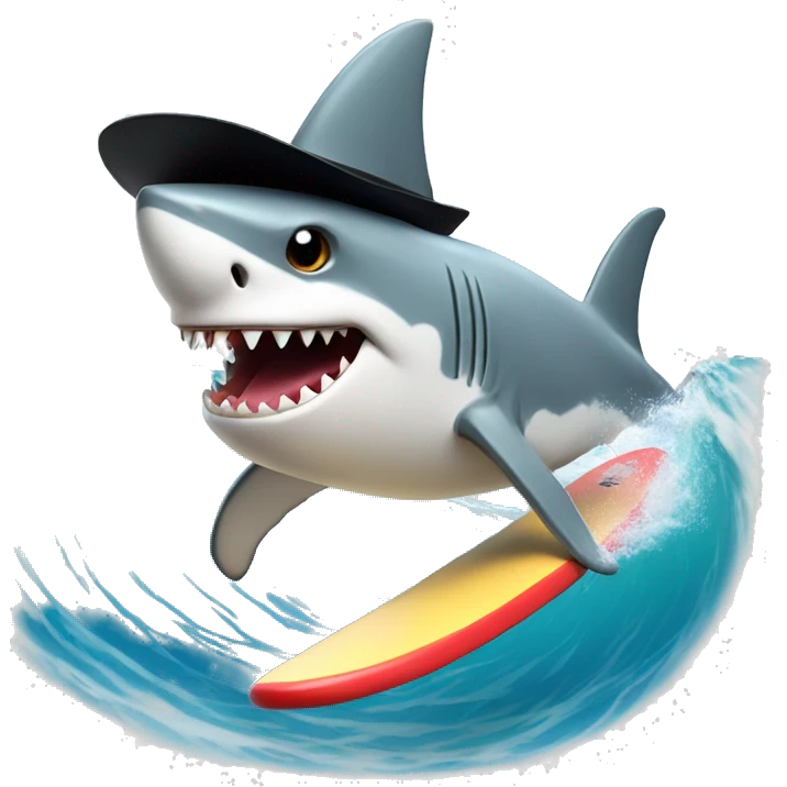 Shark with top hat surfing  emoji