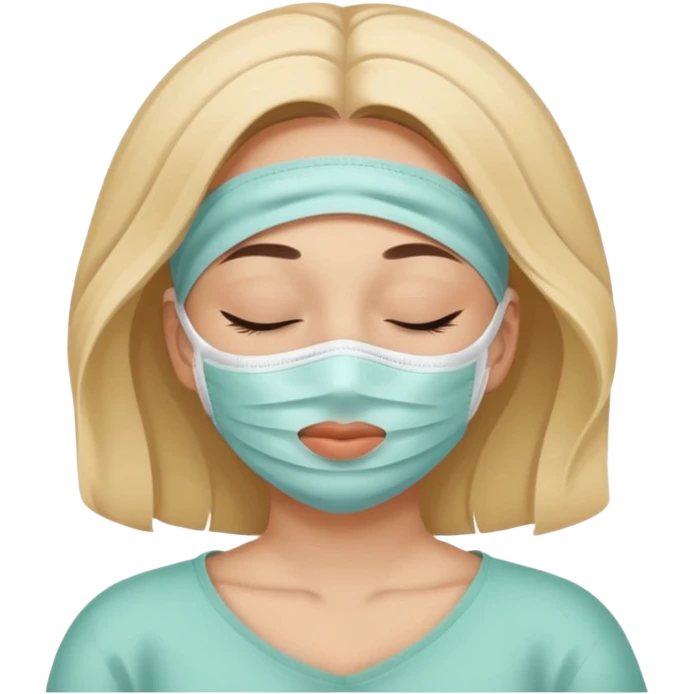 Lady with face mask spa beauty full face relaxing emoji