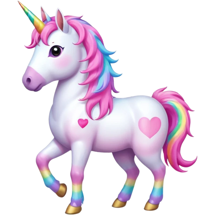 Gökkuşağının üstünde yürüyen unicorn emoji