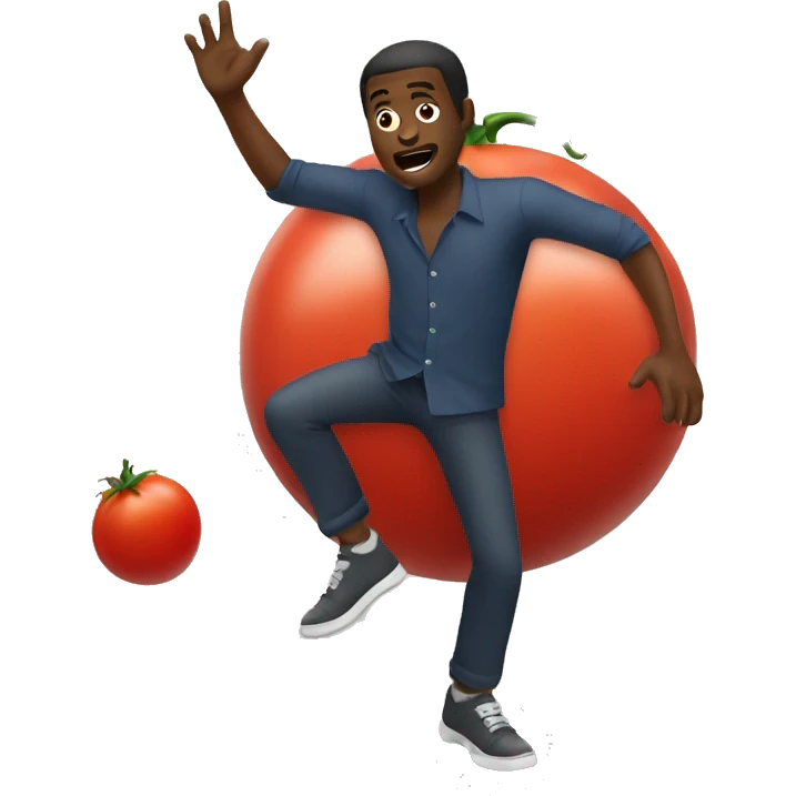 black man throwing a tomato emoji