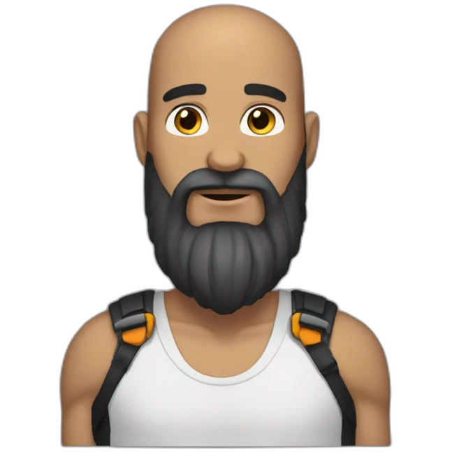 no hair man with long beard and wearing viper emoji