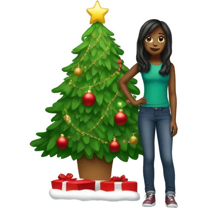 girl with christmas tree emoji