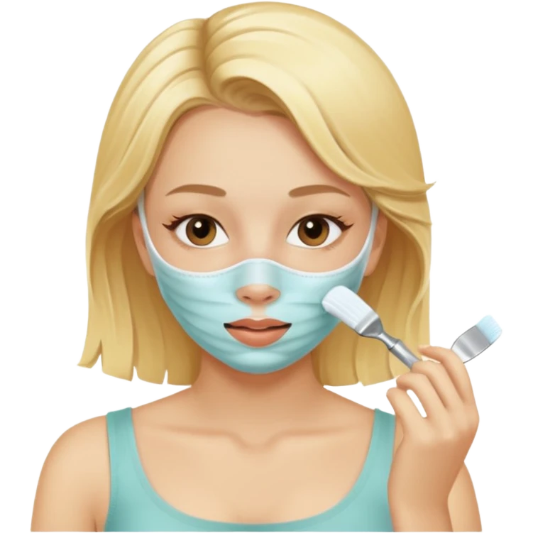 Una chica rubia haciendo skincare emoji