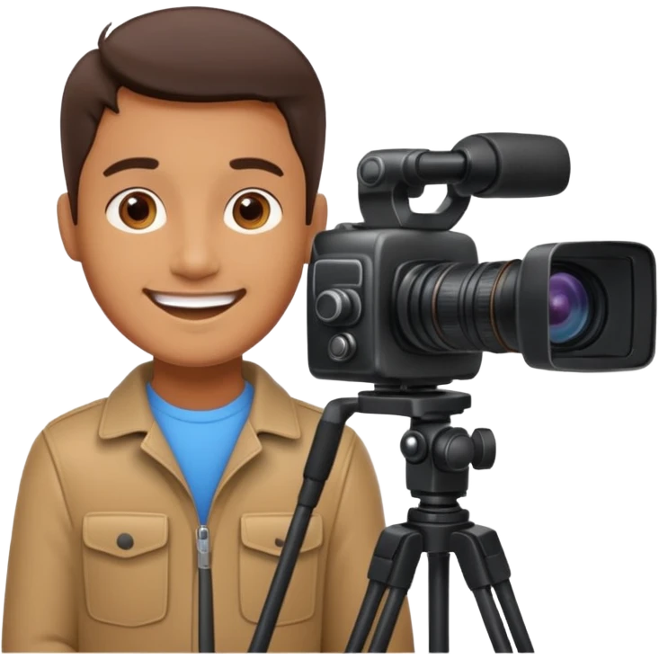 Camera man with camera with stand emoji