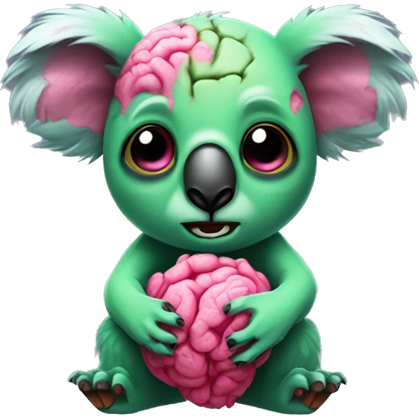 green zombie koala with pink brains emoji