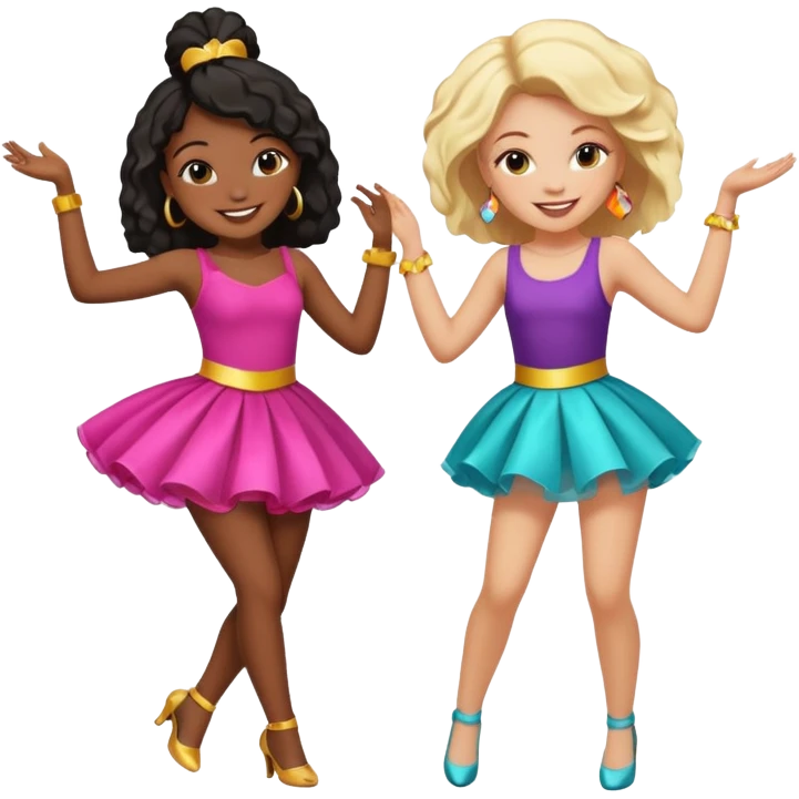 Best friends dancing at a party: one black girl one white girl emoji