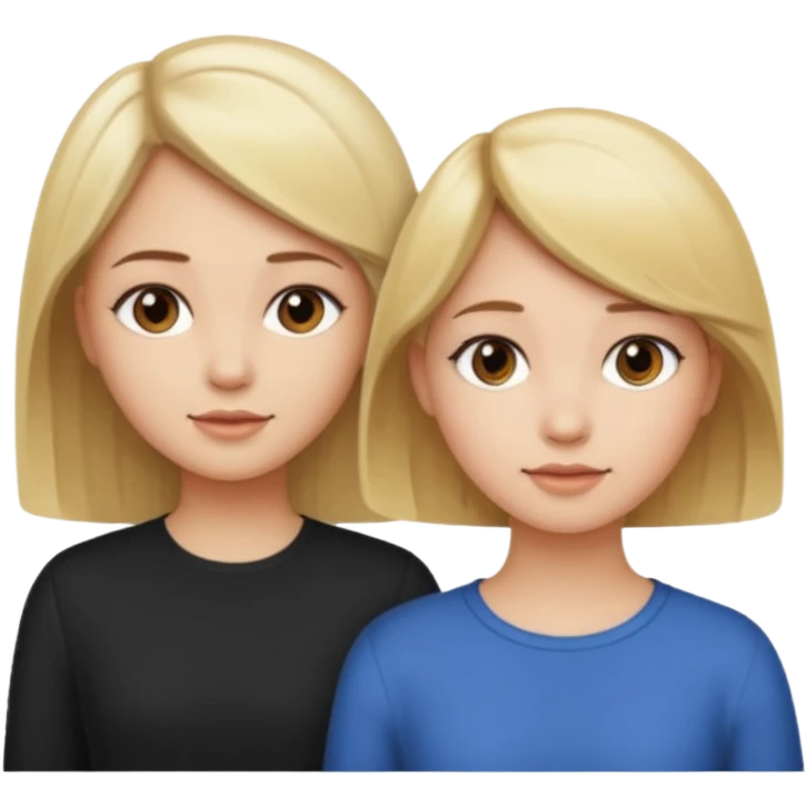 A girl with short blonde hair with girl with long brown hair emoji