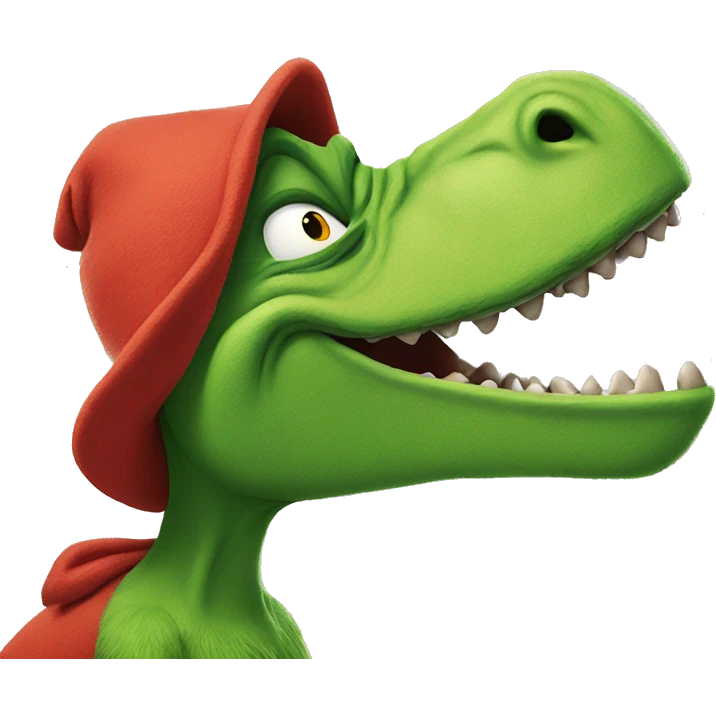 The grinch and a dinosaur emoji