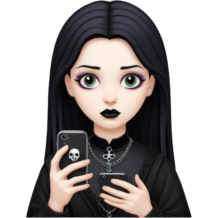 goth scrolling phone emoji