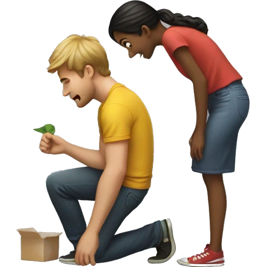 guy behind girl bending to pick something up emoji
