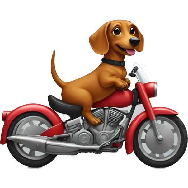 Dachshund riding a motorbike looking cool emoji