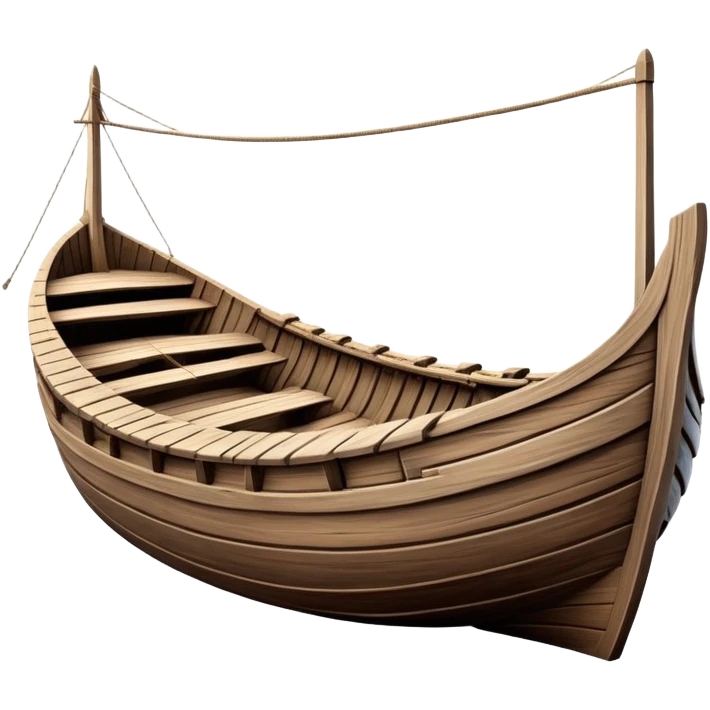 Large empty wooden ark vessel, wide hull, detailed realistic wooden construction, no animals emoji