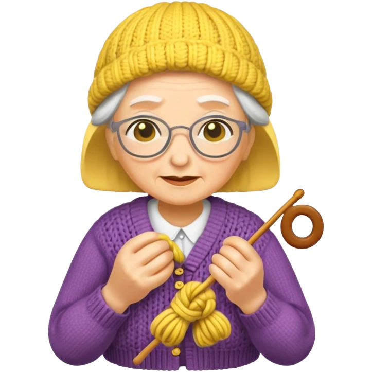 knitting grandma yellow emoji