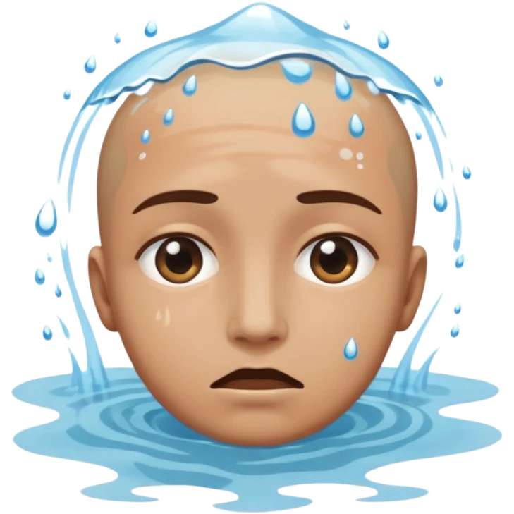 Tête qui se noit dans l’eau avec l’eau à la moitié du visage  emoji