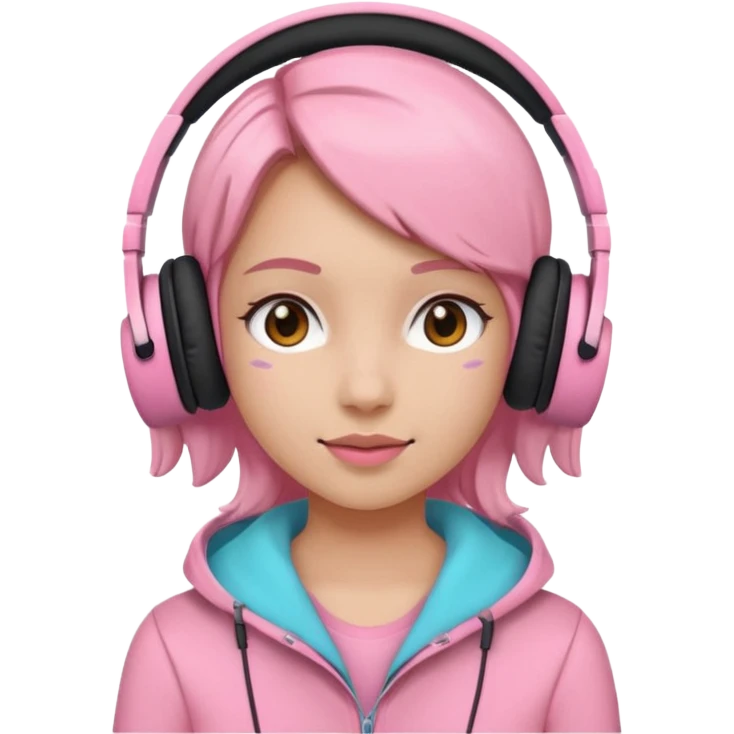 Girl with headphones pink girli emoji