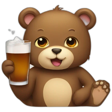 bear drinking cat emoji