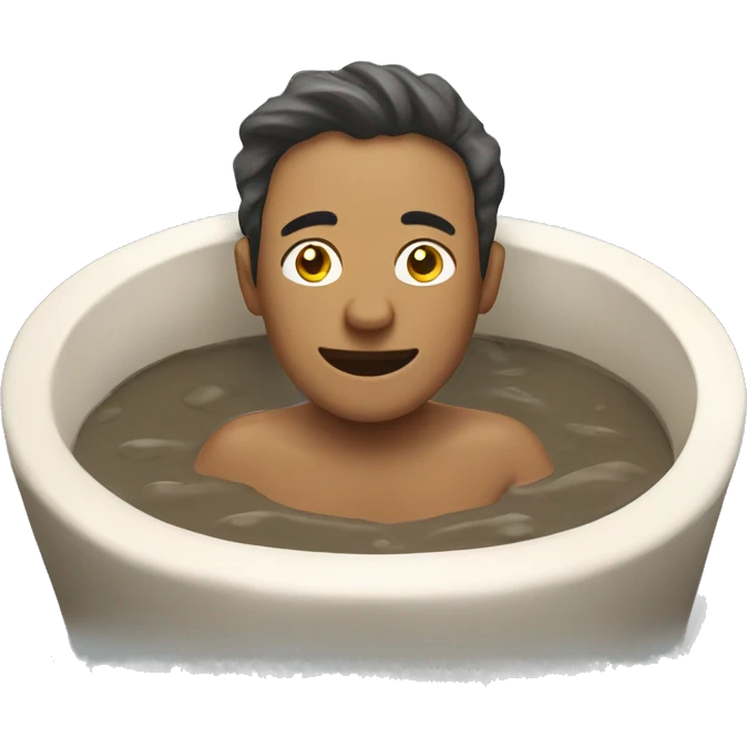 a man inside a mud bath in a bathtub spa emoji