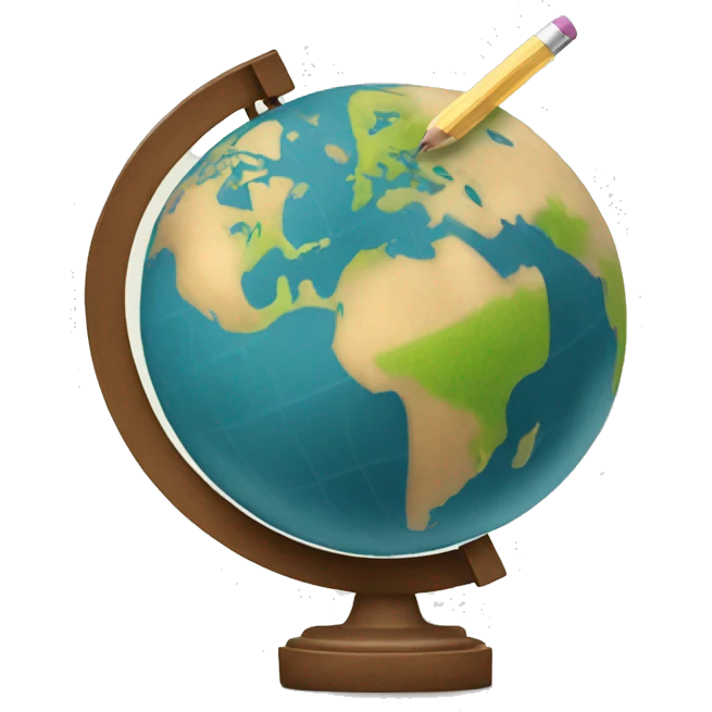 a simple globe with a small pencil somewhat writing that globe emoji