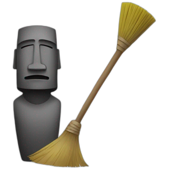Moai with broom emoji
