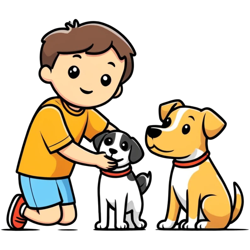 Un niño con un perro  emoji