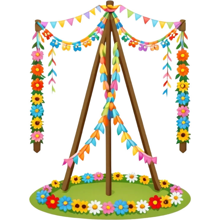 whimsical midsommarstång (maypole) with floral decorations emoji