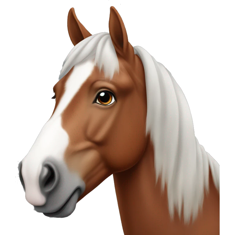 Chestnut Horse With a White blaze and a grey for on the nose emoji