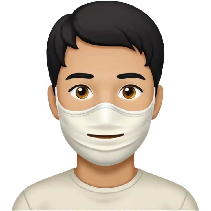 black hair man with white full clay face mask on emoji