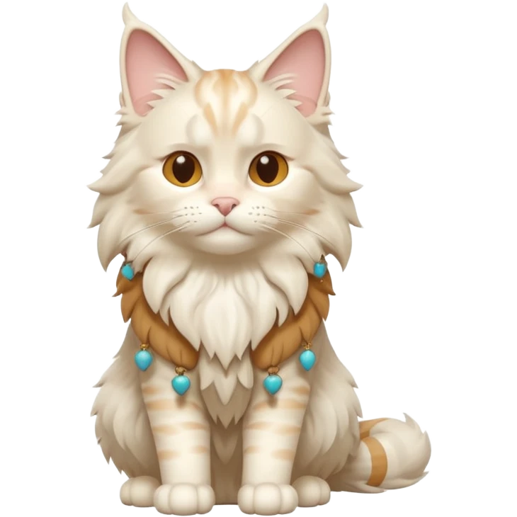 A 3D cartoon cream-white Maine Coon cat with thick fluffy fur, elegant posture, warm soft shadows, Memoji-style cinematic detail. full body or half body. emoji