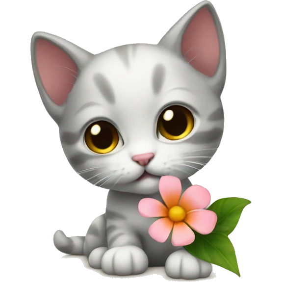 Kitten with flower emoji