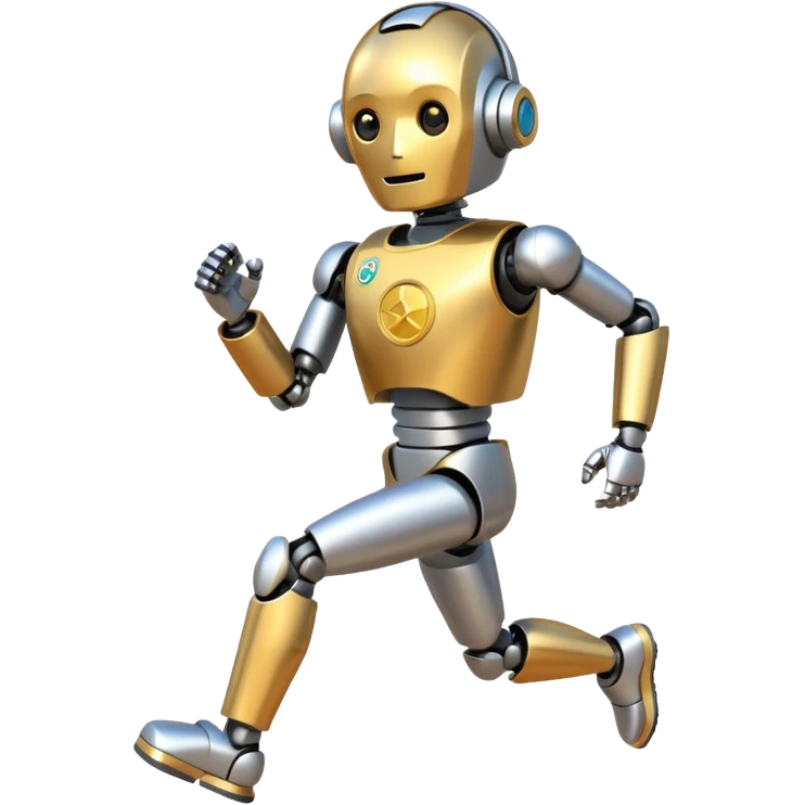 Robot picking running a marathon with gold medal emoji