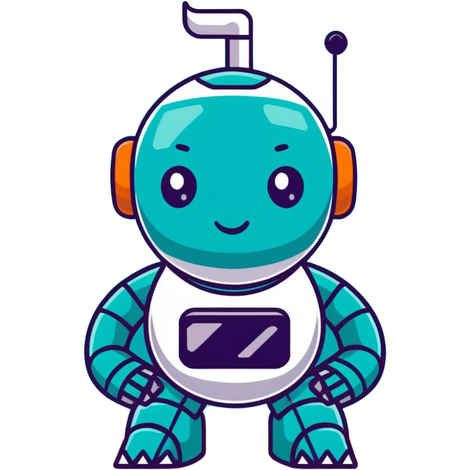 teal cute robot winking emoji