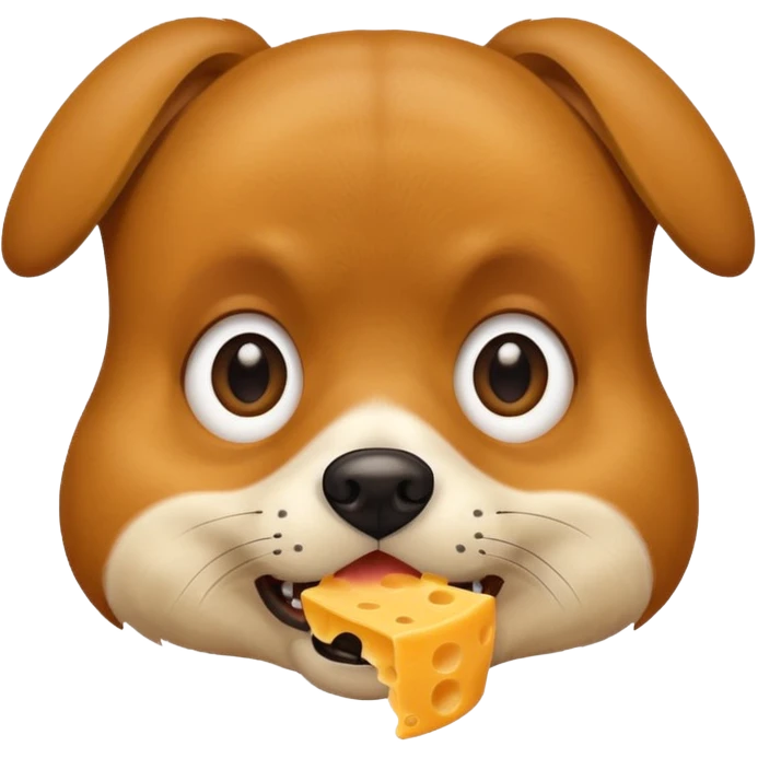Dog biting cheese scared emoji