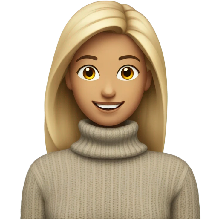 smiling girl in turtleneck sweater emoji
