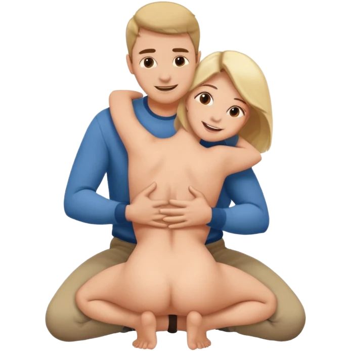 man on knees facing woman hugging her waist emoji