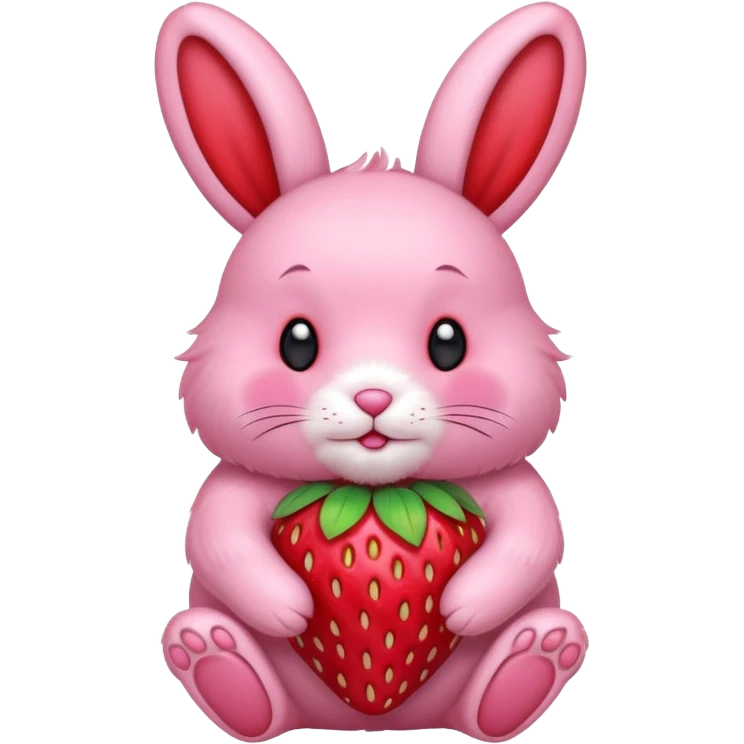 pink bunny holding strawberry emoji