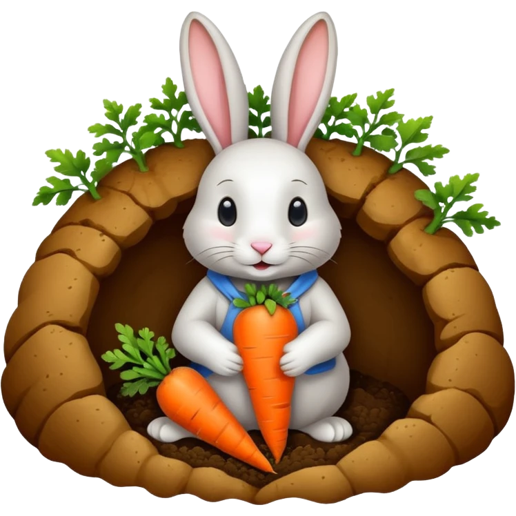Rabbit burrow, carrot outside emoji