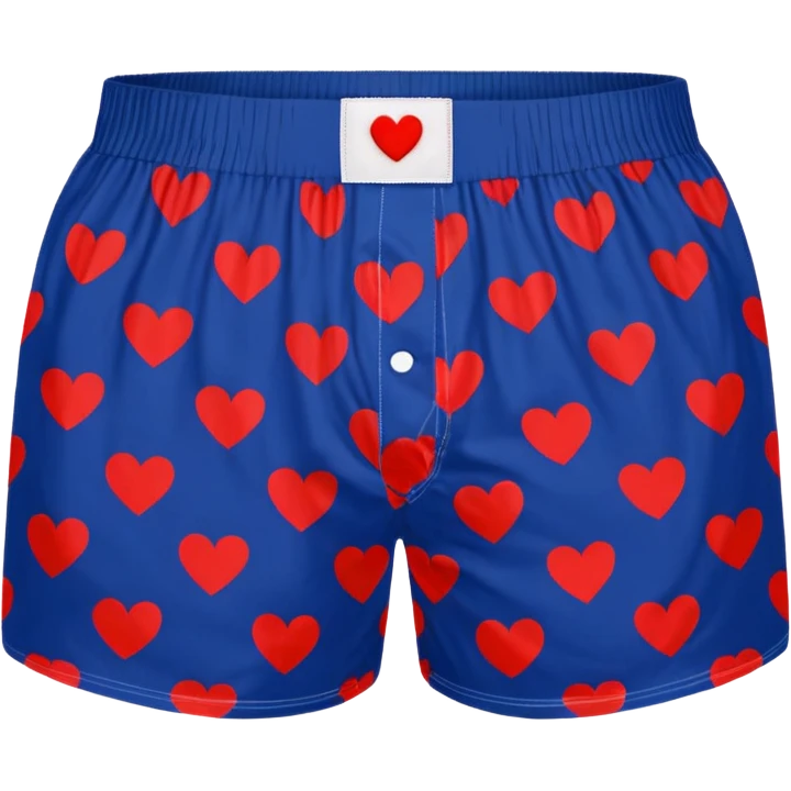Red heart patterned white pair of boxers emoji