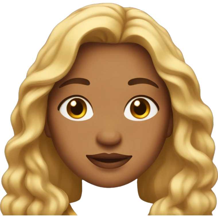 A woman with golden long hair, freckles on her face, and a plus-size build. emoji