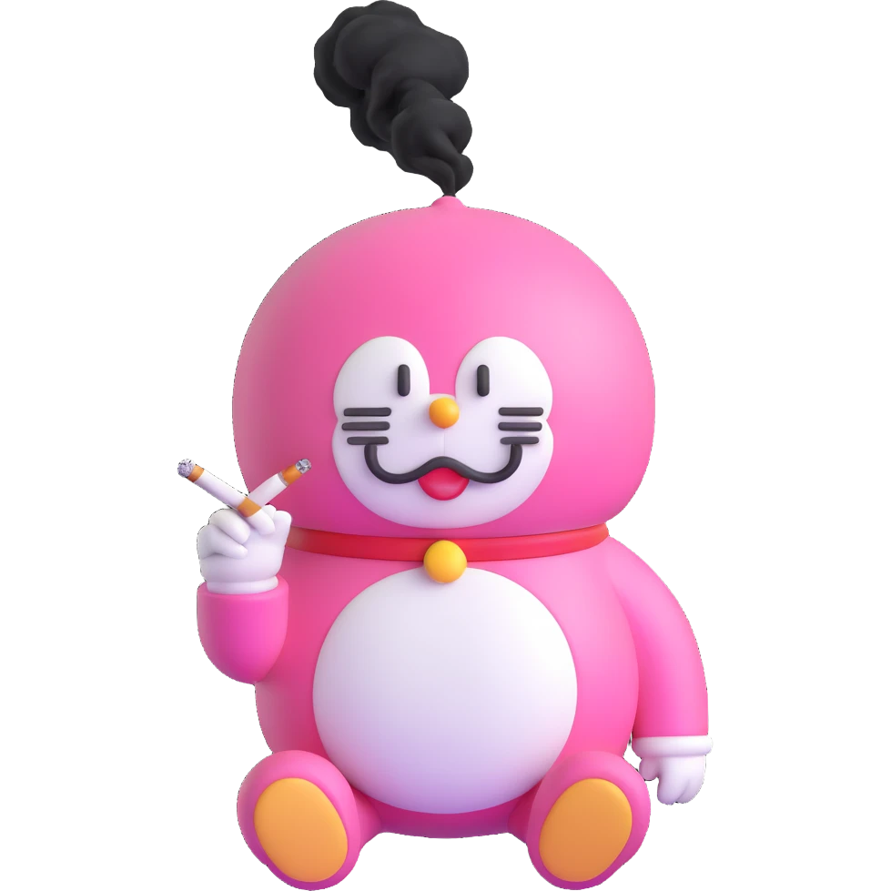 pink Doraemon smoking emoji