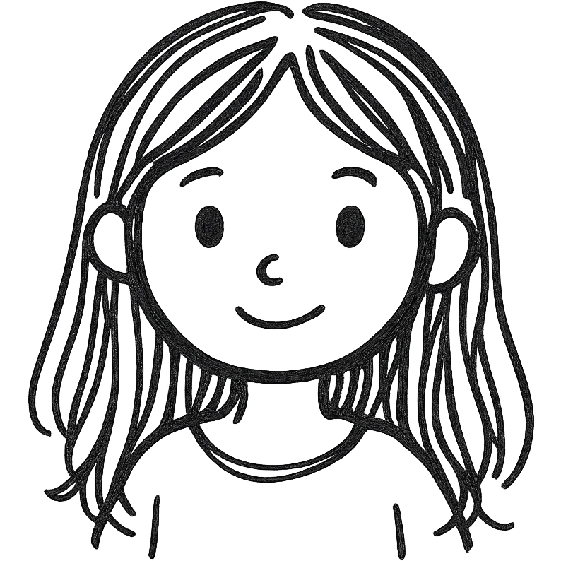 Girl with long hair and blonde highlights and dark brown eyes emoji