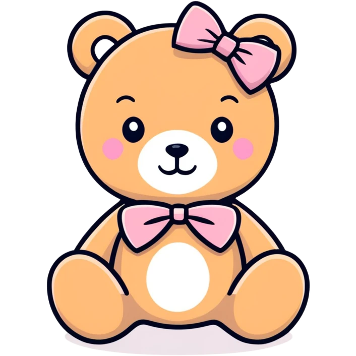 Teddy bear with white and pink bow emoji
