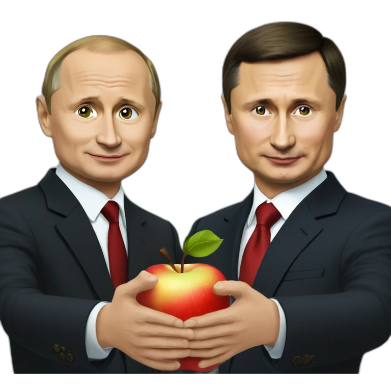 Zelensky and Putin ate a apple  emoji