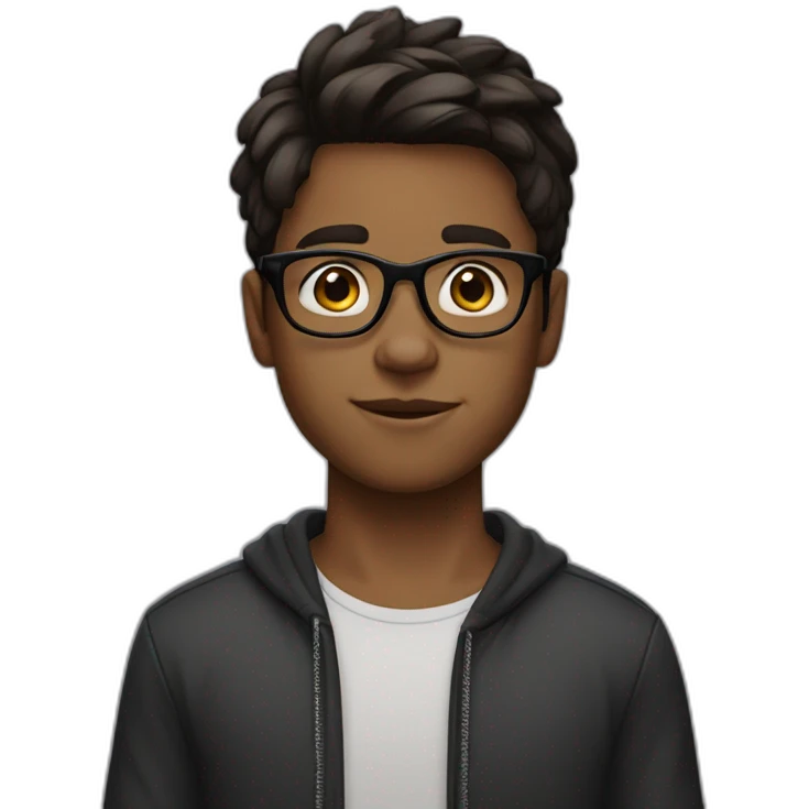 Boy with glasses and curwy dark brown medium length hair emoji